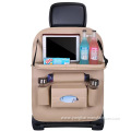 Car seat backrest folding table storage